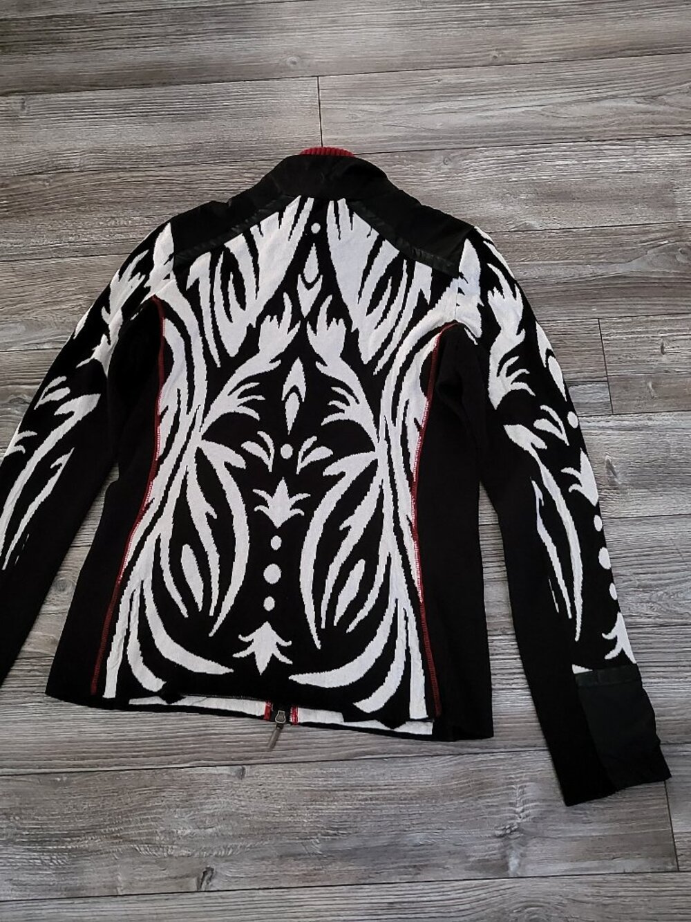 Abstract Knit Full Zip Cardigan Jacket Sweater Women Size S Small - Picture 11 of 13